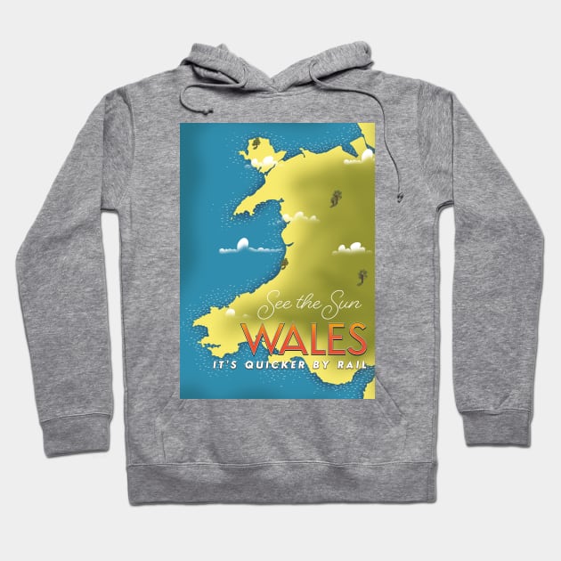 Wales map travel poster Hoodie by nickemporium1